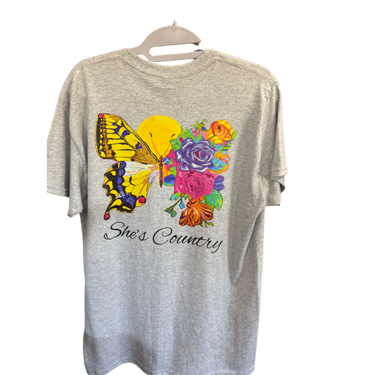 BUTTERFLY ROSES TSHIRT 2X-4X