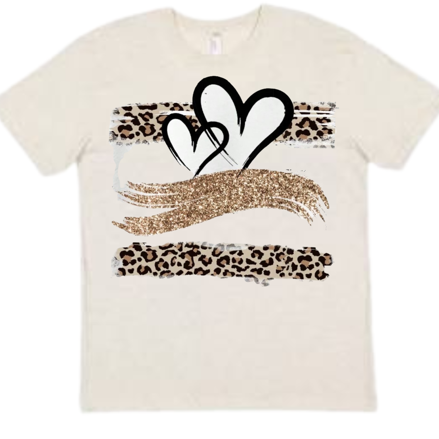 GLITTER STRIP HEART LEOPARD