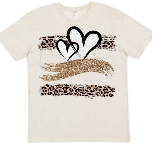 GLITTER STRIP HEART LEOPARD